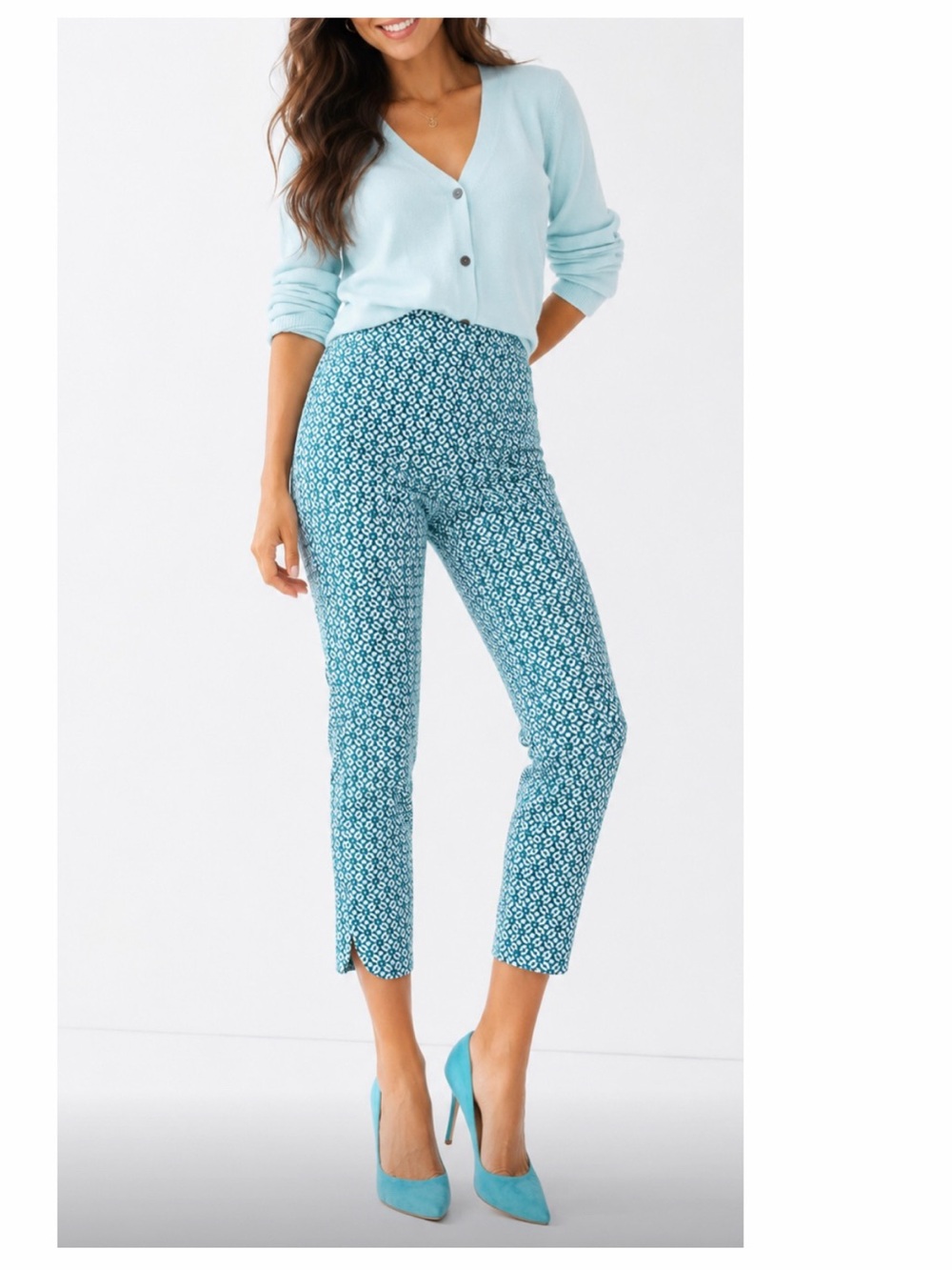 NWT Croft & Barrow Effortless Stretch Ankle Cropped Pants 6 Turquoise Blue New